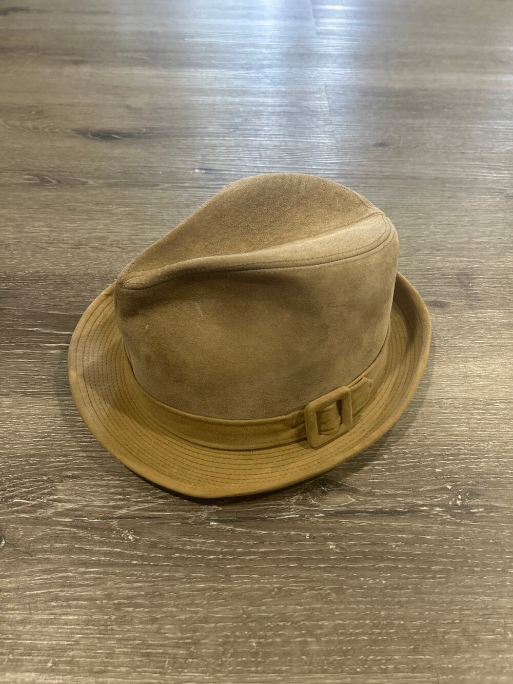 Vintage 1960s Dobbs Fifth Avenue Tan Suede Leather Fedora Hat Size 7 3/8 USA